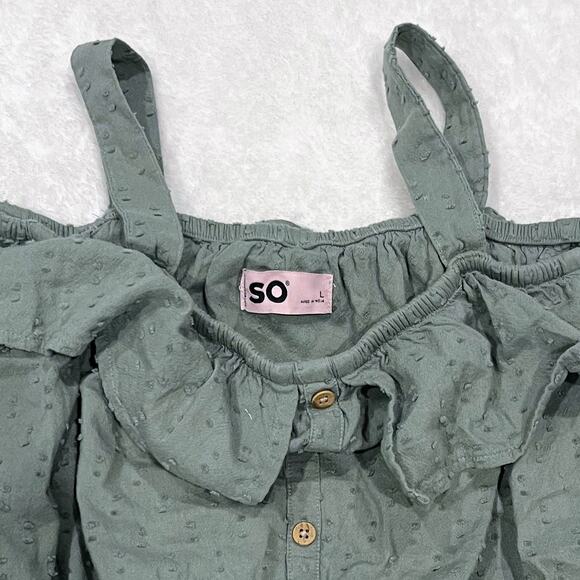 SO Girls Green Ruffle Button-Front Sundress Size Large - Picture 4 of 4